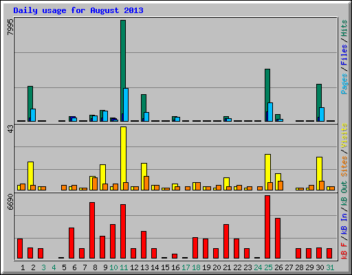 Daily usage for August 2013